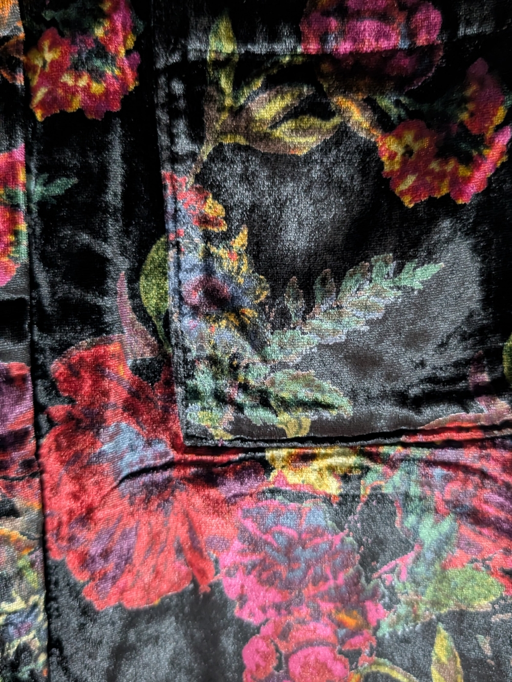 Pilcro Anthropologie Velvet Floral Button-Up Shirt - Black Floral - Picture 8 of 10